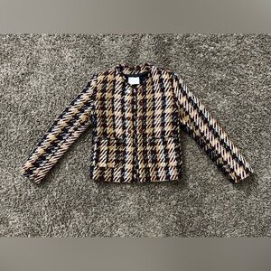 Sandro multicolor tweed striped cropped jacket size 36 small